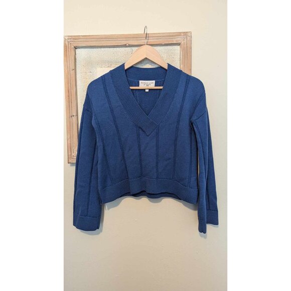 Derek Lam 10 Crosby Military Blue V-Neck Pullover Wool Sweater Size XS Org. $395 - Picture 4 of 7